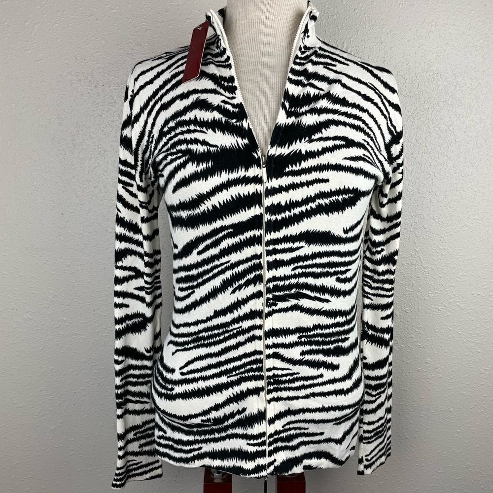 NWT Red Zebra Print Full Zip Jacket Size M